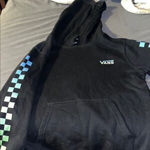 Vans Black Hoodie with Blue and Green Checkered Pattern